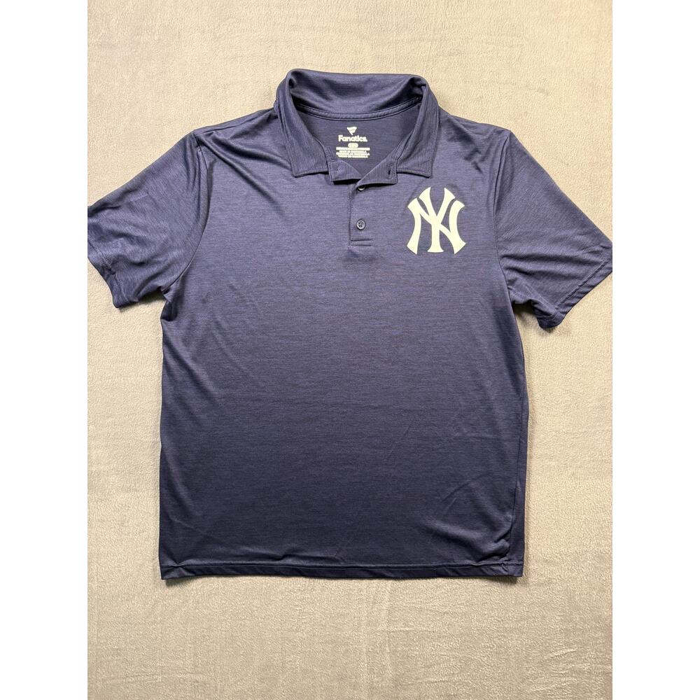 New York Yankees Fanatics Polo Shirt Men's Size Large Baseball Short Sleeve navy